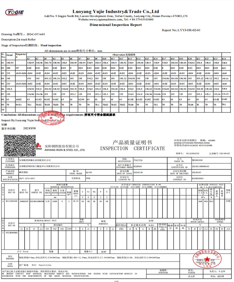test report for spare parts test report for spare parts